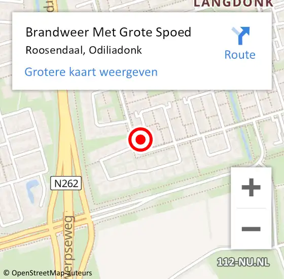 Locatie op kaart van de 112 melding: Brandweer Met Grote Spoed Naar Roosendaal, Odiliadonk op 22 juli 2022 17:25