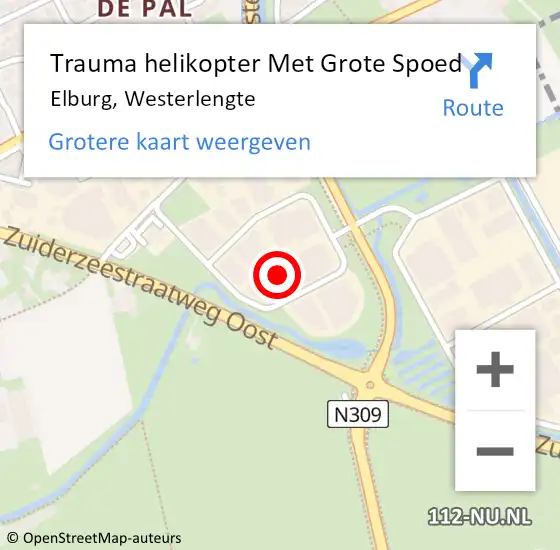 Locatie op kaart van de 112 melding: Trauma helikopter Met Grote Spoed Naar Elburg, Westerlengte op 22 juli 2022 17:30