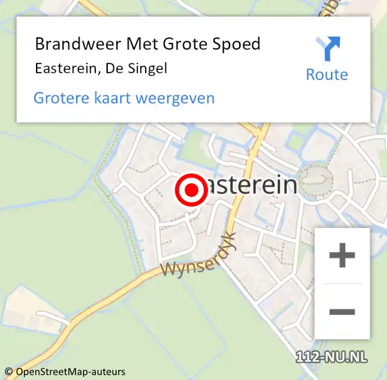 Locatie op kaart van de 112 melding: Brandweer Met Grote Spoed Naar Easterein, De Singel op 24 juli 2014 04:43