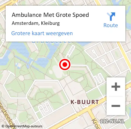 Locatie op kaart van de 112 melding: Ambulance Met Grote Spoed Naar Amsterdam-Zuidoost, Kleiburg op 22 juli 2022 17:48