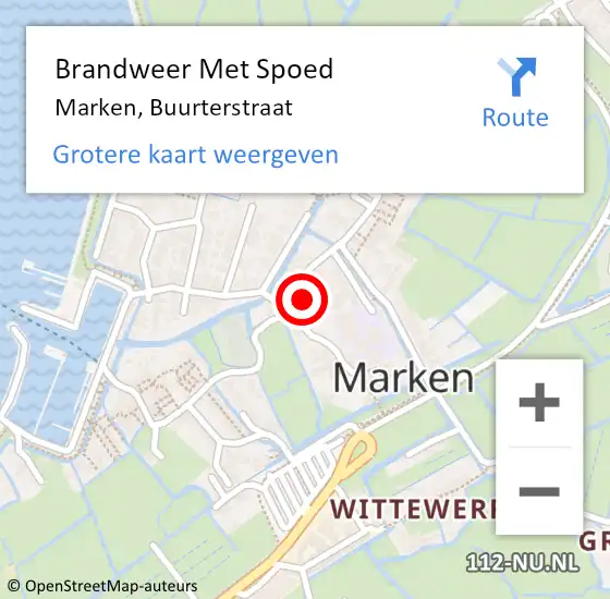 Locatie op kaart van de 112 melding: Brandweer Met Spoed Naar Marken, Buurterstraat op 22 juli 2022 18:03