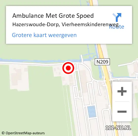 Locatie op kaart van de 112 melding: Ambulance Met Grote Spoed Naar Hazerswoude-Dorp, Vierheemskinderenweg op 22 juli 2022 18:04