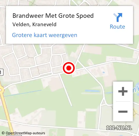 Locatie op kaart van de 112 melding: Brandweer Met Grote Spoed Naar Velden, Kraneveld op 22 juli 2022 18:50