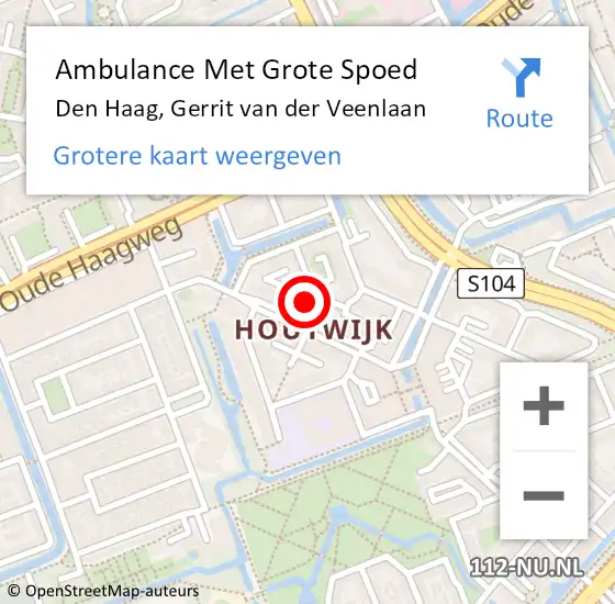 Locatie op kaart van de 112 melding: Ambulance Met Grote Spoed Naar Den Haag, Gerrit van der Veenlaan op 22 juli 2022 18:50