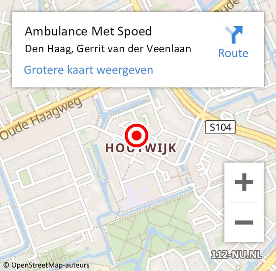 Locatie op kaart van de 112 melding: Ambulance Met Spoed Naar Den Haag, Gerrit van der Veenlaan op 22 juli 2022 18:52