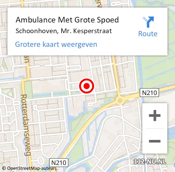 Locatie op kaart van de 112 melding: Ambulance Met Grote Spoed Naar Schoonhoven, Mr. Kesperstraat op 22 juli 2022 18:59