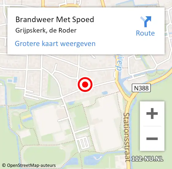 Locatie op kaart van de 112 melding: Brandweer Met Spoed Naar Grijpskerk, de Roder op 22 juli 2022 19:01