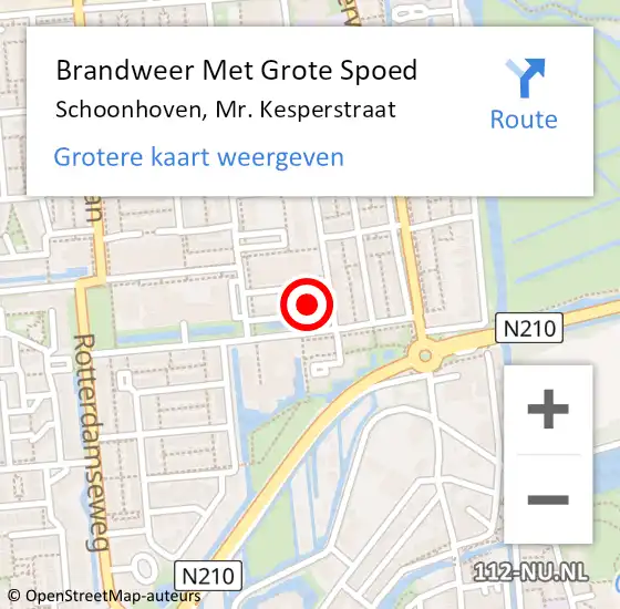 Locatie op kaart van de 112 melding: Brandweer Met Grote Spoed Naar Schoonhoven, Mr. Kesperstraat op 22 juli 2022 19:10