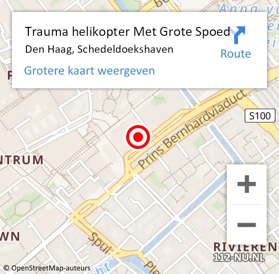 Locatie op kaart van de 112 melding: Trauma helikopter Met Grote Spoed Naar Den Haag, Schedeldoekshaven op 22 juli 2022 19:27