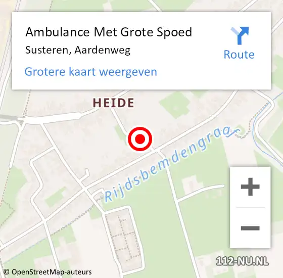 Locatie op kaart van de 112 melding: Ambulance Met Grote Spoed Naar Susteren, Aardenweg op 22 juli 2022 19:32