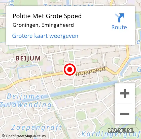 Locatie op kaart van de 112 melding: Politie Met Grote Spoed Naar Groningen, Emingaheerd op 22 juli 2022 20:00