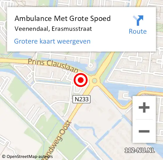 Locatie op kaart van de 112 melding: Ambulance Met Grote Spoed Naar Veenendaal, Erasmusstraat op 22 juli 2022 20:18