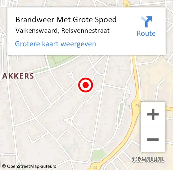 Locatie op kaart van de 112 melding: Brandweer Met Grote Spoed Naar Valkenswaard, Reisvennestraat op 22 juli 2022 20:32