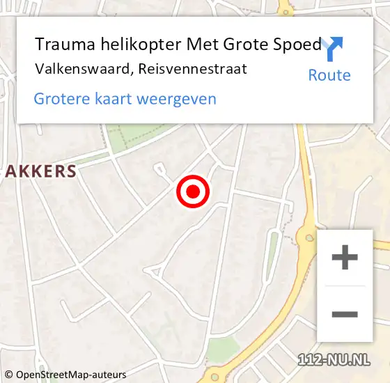 Locatie op kaart van de 112 melding: Trauma helikopter Met Grote Spoed Naar Valkenswaard, Reisvennestraat op 22 juli 2022 20:39