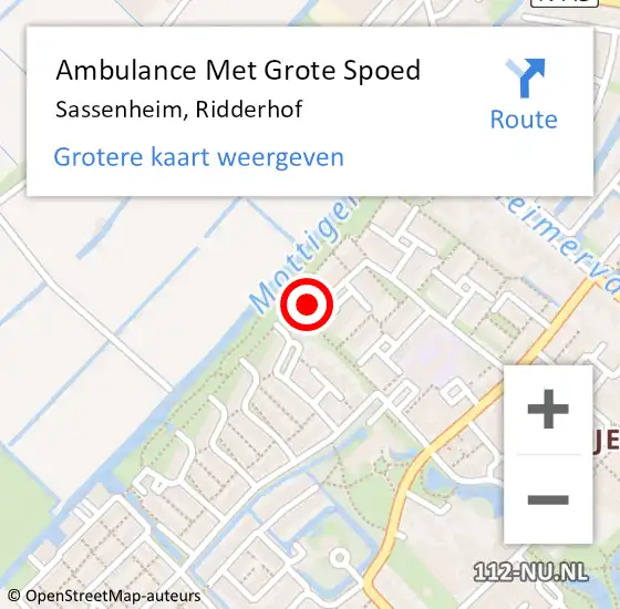 Locatie op kaart van de 112 melding: Ambulance Met Grote Spoed Naar Sassenheim, Ridderhof op 22 juli 2022 21:02