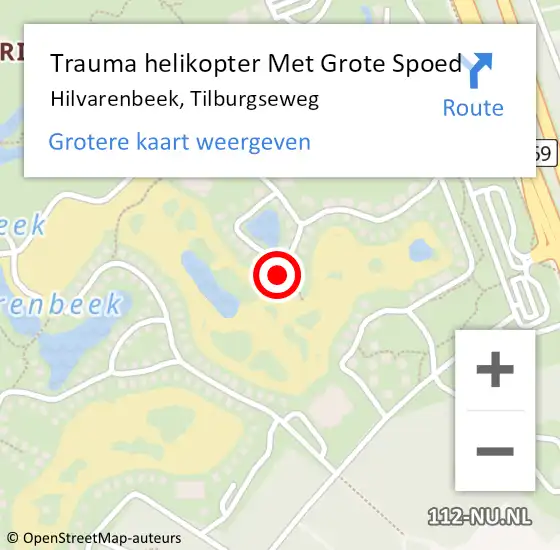 Locatie op kaart van de 112 melding: Trauma helikopter Met Grote Spoed Naar Hilvarenbeek, Tilburgseweg op 22 juli 2022 21:20