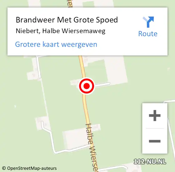 Locatie op kaart van de 112 melding: Brandweer Met Grote Spoed Naar Niebert, Halbe Wiersemaweg op 22 juli 2022 21:25