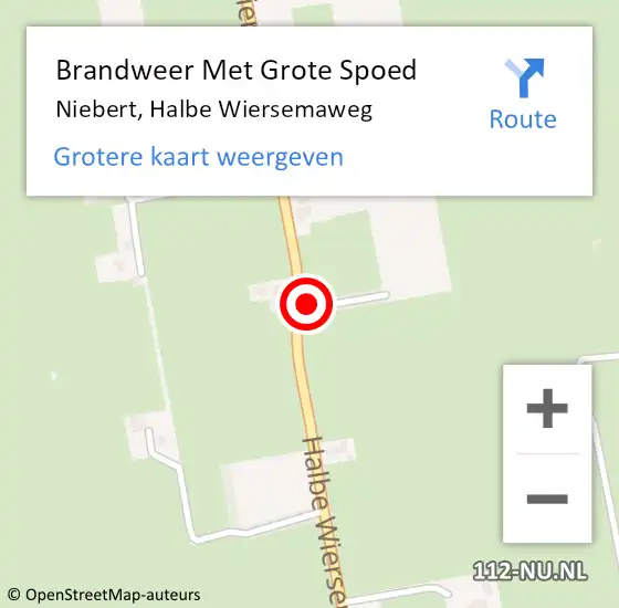Locatie op kaart van de 112 melding: Brandweer Met Grote Spoed Naar Niebert, Halbe Wiersemaweg op 22 juli 2022 21:33