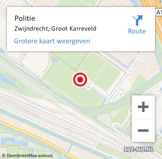 Locatie op kaart van de 112 melding: Politie Zwijndrecht, Groot Karreveld op 22 juli 2022 21:43