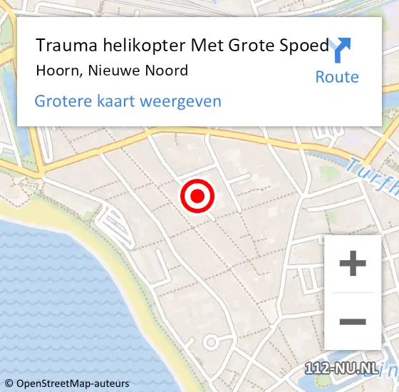 Locatie op kaart van de 112 melding: Trauma helikopter Met Grote Spoed Naar Hoorn, Nieuwe Noord op 22 juli 2022 21:48