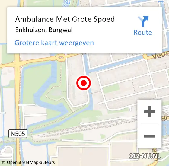 Locatie op kaart van de 112 melding: Ambulance Met Grote Spoed Naar Enkhuizen, Burgwal op 22 juli 2022 21:59