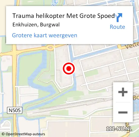 Locatie op kaart van de 112 melding: Trauma helikopter Met Grote Spoed Naar Enkhuizen, Burgwal op 22 juli 2022 22:00