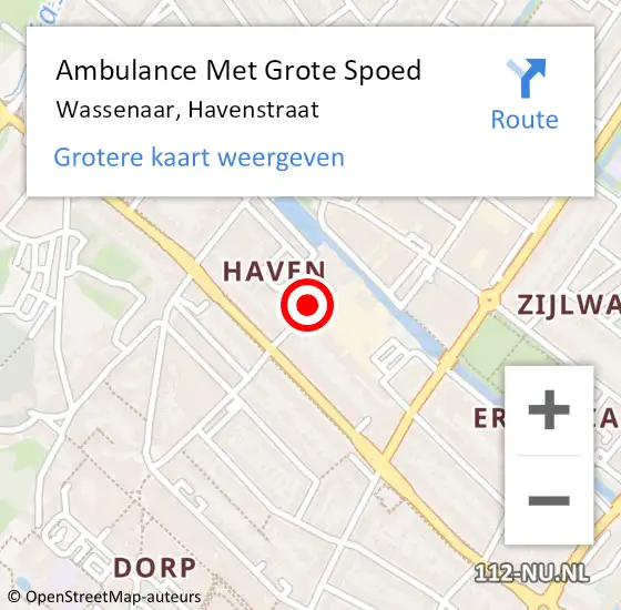 Locatie op kaart van de 112 melding: Ambulance Met Grote Spoed Naar Wassenaar, Havenstraat op 22 juli 2022 22:31