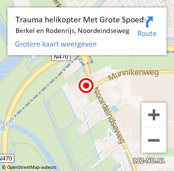 Locatie op kaart van de 112 melding: Trauma helikopter Met Grote Spoed Naar Berkel en Rodenrijs, Noordeindseweg op 22 juli 2022 22:32