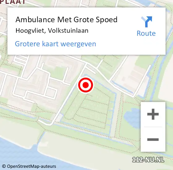 Locatie op kaart van de 112 melding: Ambulance Met Grote Spoed Naar Hoogvliet, Volkstuinlaan op 22 juli 2022 22:53