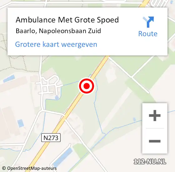 Locatie op kaart van de 112 melding: Ambulance Met Grote Spoed Naar Baarlo Lb, Napoleonsbaan Zuid op 24 juli 2014 06:39