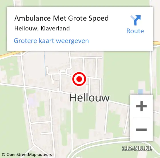 Locatie op kaart van de 112 melding: Ambulance Met Grote Spoed Naar Hellouw, Klaverland op 22 juli 2022 23:20