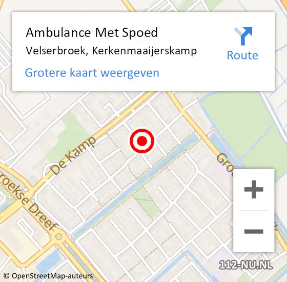 Locatie op kaart van de 112 melding: Ambulance Met Spoed Naar Velserbroek, Kerkenmaaijerskamp op 22 juli 2022 23:32