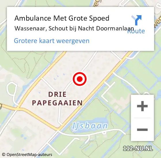 Locatie op kaart van de 112 melding: Ambulance Met Grote Spoed Naar Wassenaar, Schout bij Nacht Doormanlaan op 22 juli 2022 23:32