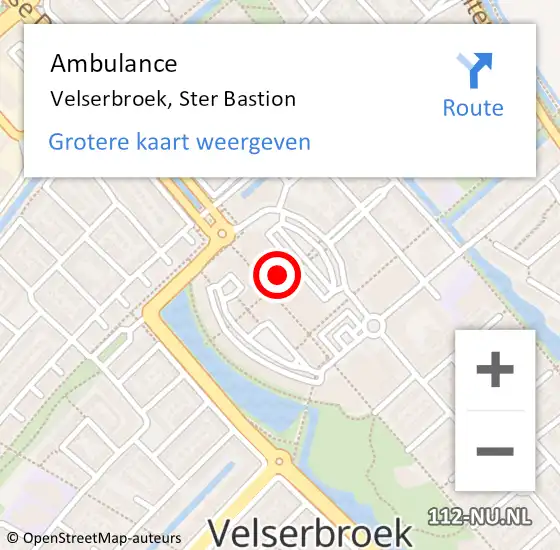 Locatie op kaart van de 112 melding: Ambulance Velserbroek, Ster Bastion op 22 juli 2022 23:37