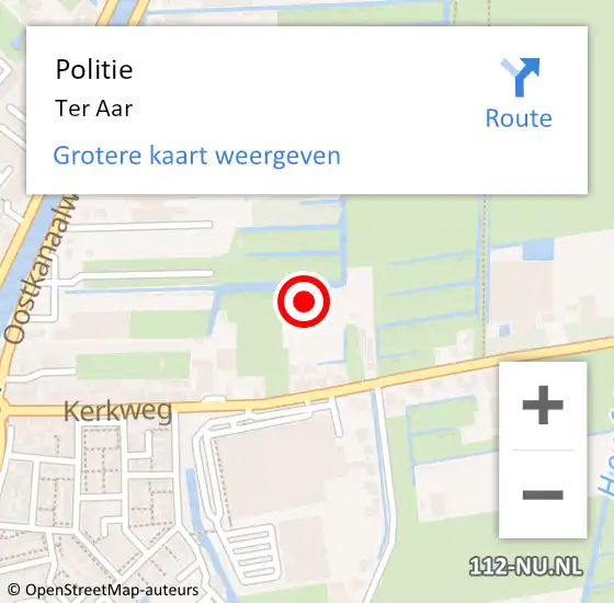 Locatie op kaart van de 112 melding: Politie Ter Aar op 23 juli 2022 00:19