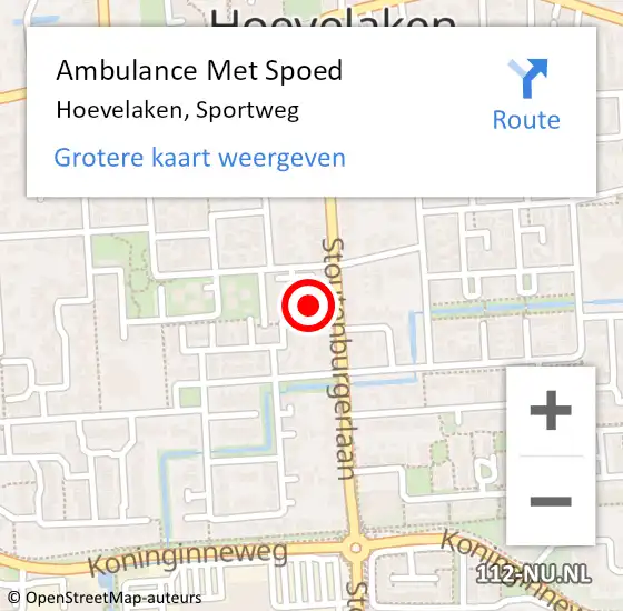 Locatie op kaart van de 112 melding: Ambulance Met Spoed Naar Hoevelaken, Sportweg op 23 juli 2022 00:31