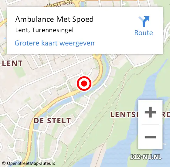 Locatie op kaart van de 112 melding: Ambulance Met Spoed Naar Lent, Turennesingel op 23 juli 2022 01:00