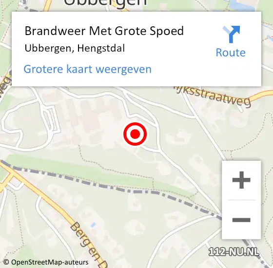 Locatie op kaart van de 112 melding: Brandweer Met Grote Spoed Naar Ubbergen, Hengstdal op 23 juli 2022 01:39