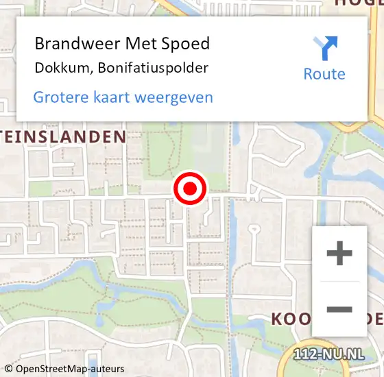 Locatie op kaart van de 112 melding: Brandweer Met Spoed Naar Dokkum, Bonifatiuspolder op 23 juli 2022 01:44