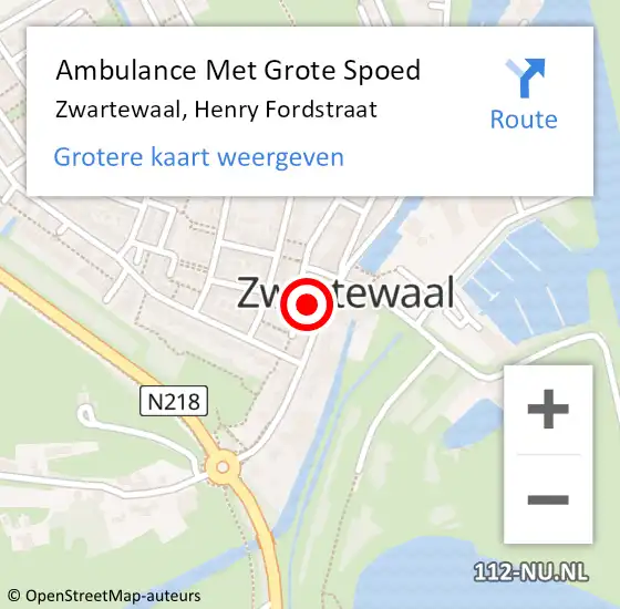 Locatie op kaart van de 112 melding: Ambulance Met Grote Spoed Naar Zwartewaal, Henry Fordstraat op 23 juli 2022 01:45