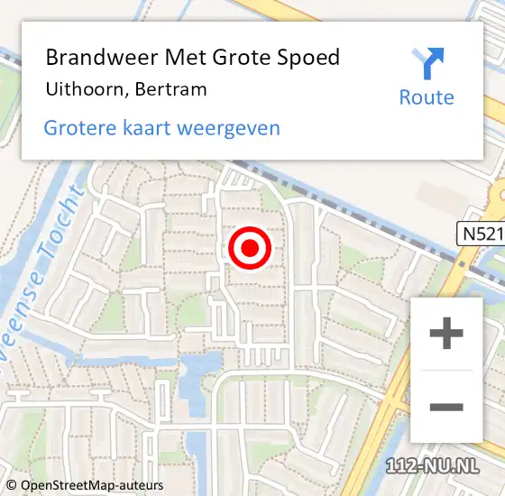 Locatie op kaart van de 112 melding: Brandweer Met Grote Spoed Naar Uithoorn, Bertram op 23 juli 2022 01:49