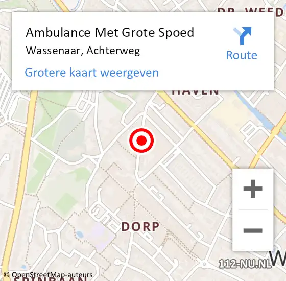 Locatie op kaart van de 112 melding: Ambulance Met Grote Spoed Naar Wassenaar, Achterweg op 23 juli 2022 01:56