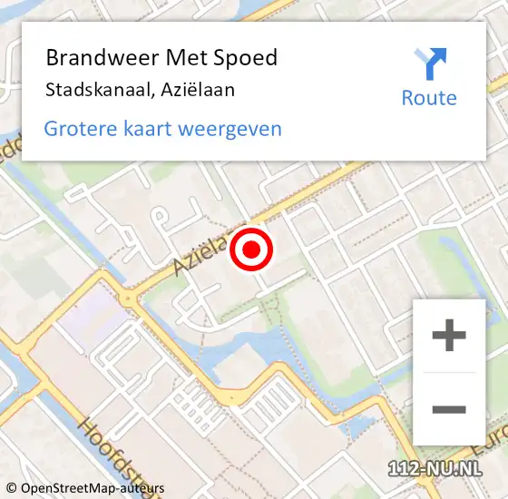 Locatie op kaart van de 112 melding: Brandweer Met Spoed Naar Stadskanaal, Aziëlaan op 23 juli 2022 02:22