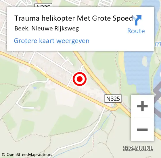 Locatie op kaart van de 112 melding: Trauma helikopter Met Grote Spoed Naar Beek, Nieuwe Rijksweg op 23 juli 2022 02:26