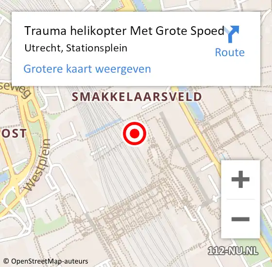 Locatie op kaart van de 112 melding: Trauma helikopter Met Grote Spoed Naar Utrecht, Stationsplein op 23 juli 2022 02:28