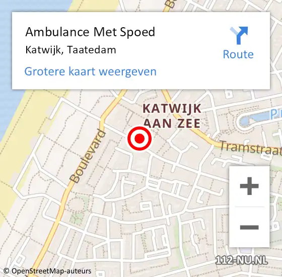 Locatie op kaart van de 112 melding: Ambulance Met Spoed Naar Katwijk, Taatedam op 23 juli 2022 02:58