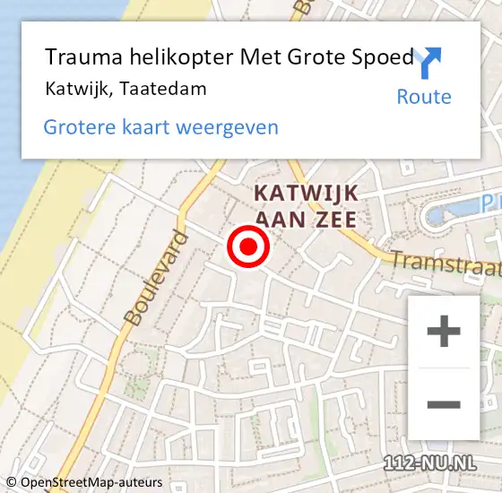 Locatie op kaart van de 112 melding: Trauma helikopter Met Grote Spoed Naar Katwijk, Taatedam op 23 juli 2022 03:04