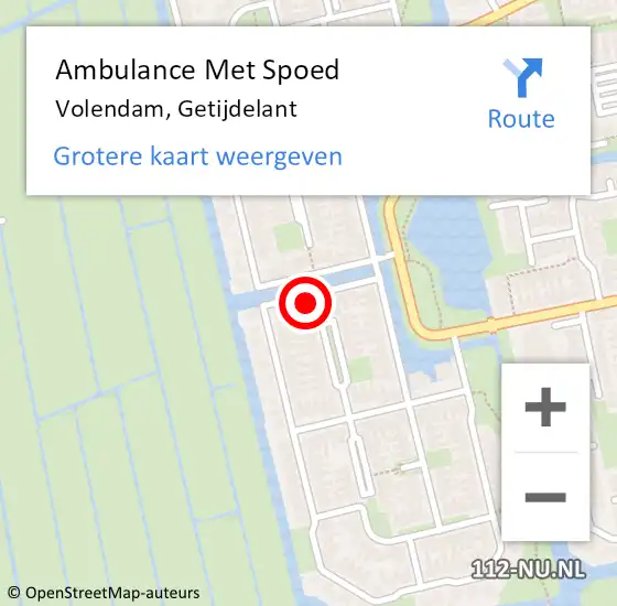 Locatie op kaart van de 112 melding: Ambulance Met Spoed Naar Volendam, Getijdelant op 23 juli 2022 03:27