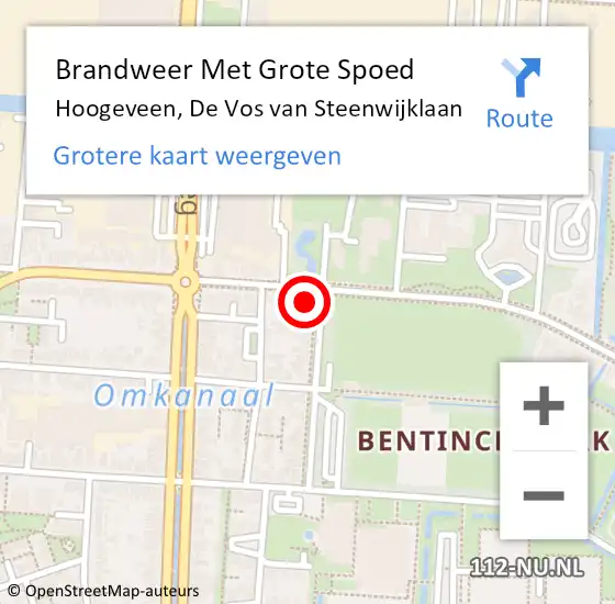 Locatie op kaart van de 112 melding: Brandweer Met Grote Spoed Naar Hoogeveen, De Vos van Steenwijklaan op 23 juli 2022 03:30