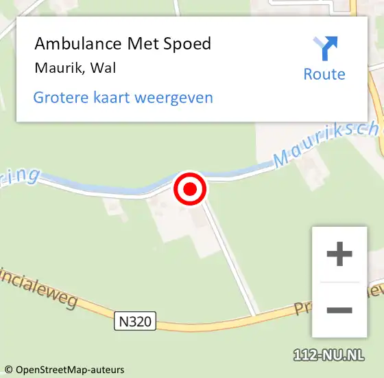 Locatie op kaart van de 112 melding: Ambulance Met Spoed Naar Maurik, Wal op 23 juli 2022 04:01